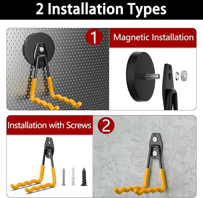 3-H Magnetic Wave Hooks Heavy Duty 2 Pack, Large Magnet Garage Hooks Heavy Duty - Image 6