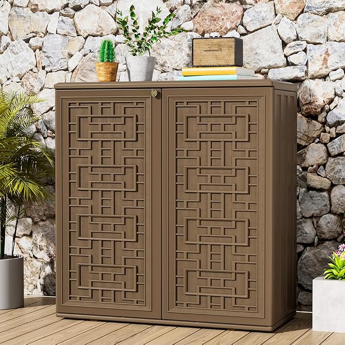 Outdoor Storage Cabinet Waterproof, Resin 62 Gallon Storage Box - Image 2