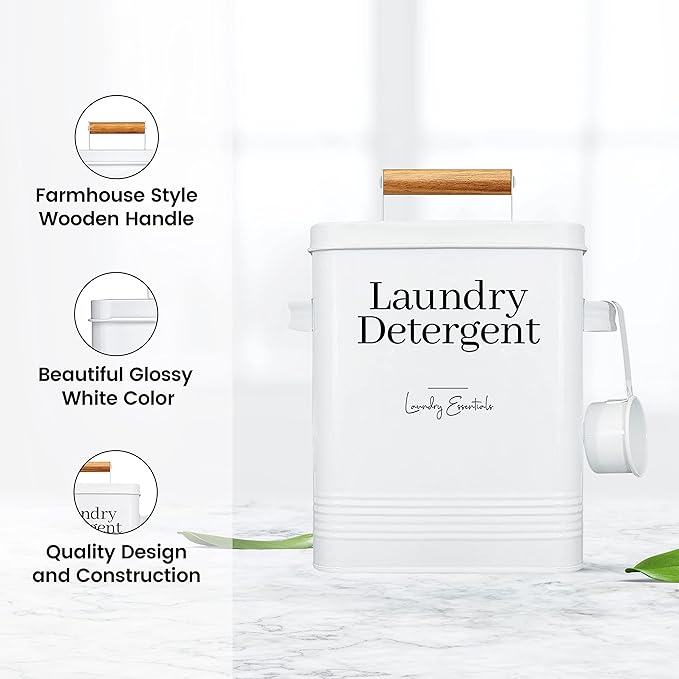 Simplation Laundry Detergent Container, Modern Farmhouse Storage Box - Image 2