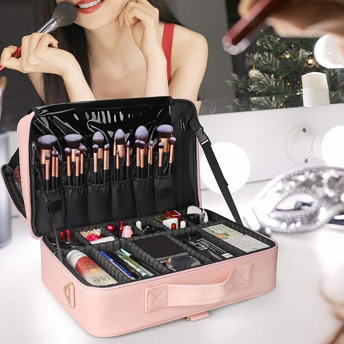 Relavel Makeup Case Large Makeup Bag Professional Train Case 16.5 inches Travel - Image 8