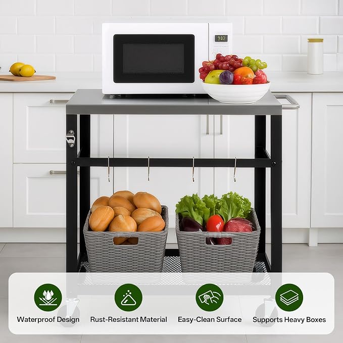 Endark Multi-Functional Stainless Steel Food Prep Cart – A Rolling Kitchen and - Image 5