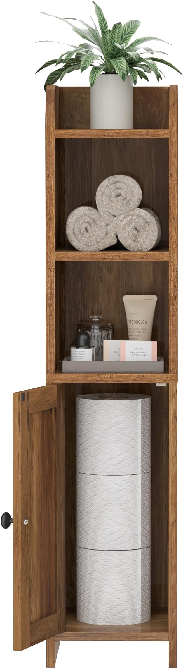 Homhedy Small Bathroom Storage Cabinet, Narrow Toilet Paper Cabinet | Corner - Image 8