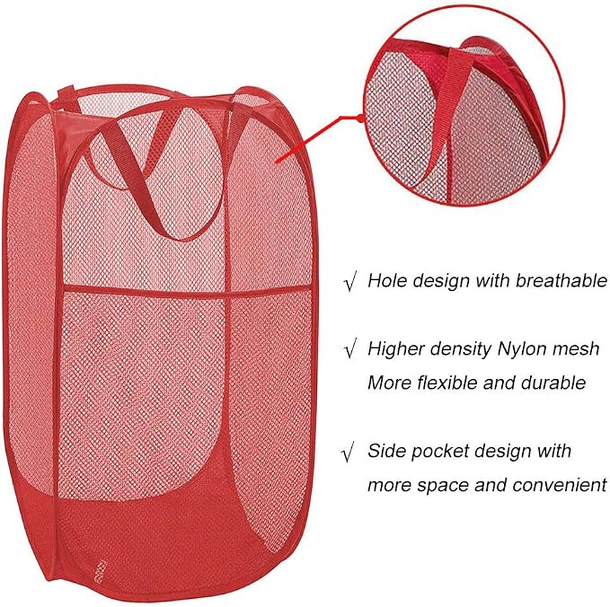Larpur Popup Mesh Laundry Basket, Collapsible and Portable Clothes Washing - Image 9
