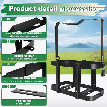 Jerry Gas Can Holder Rack with Combination Lock, Jerry Can Mount Holder Heavy - Image 6