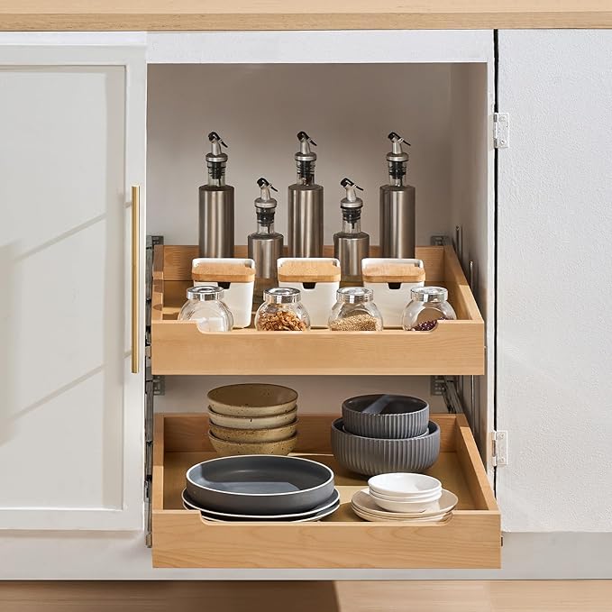 VEVOR 2 Tier Pull Out Cabinet Organizer, Soft Close Slide out Shelf, Heavy-Duty - Image 8