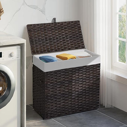 Greenstell Laundry Hamper with Lid, 125L Large Clothes Hamper with 3 Section & - Image 8