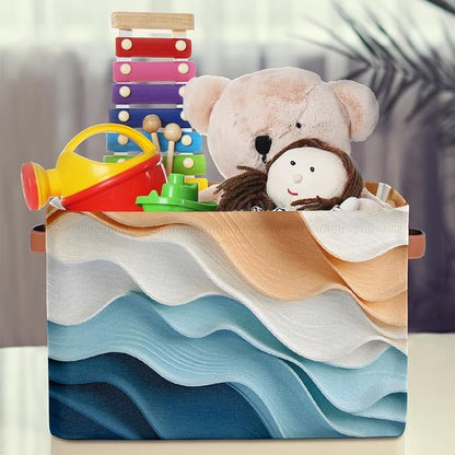 Ripple Storage Basket with Handle, Decorative Storage Bins Closet Bookshelf Dog - Image 2