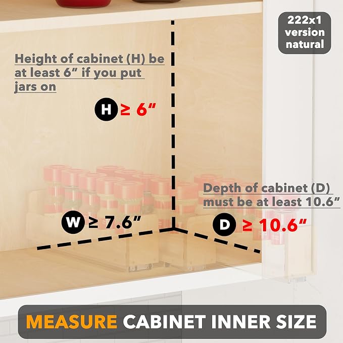 SpaceAid Bamboo Pull Out Spice Rack Organizer - Image 4