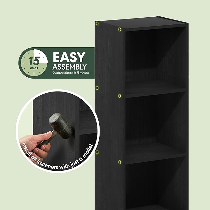 Furinno Pasir 3-Tier No Tool Assembly Open Shelf Bookcase - Image 4