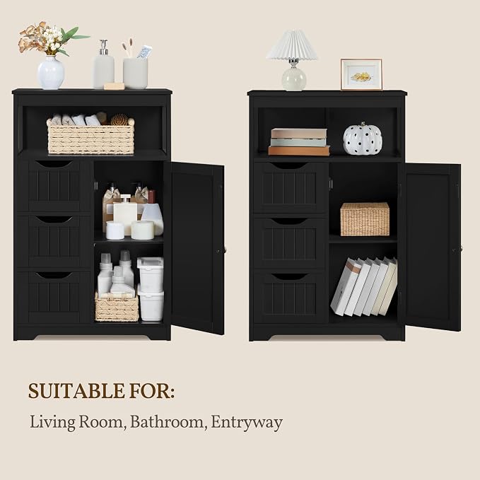 Yaheetech Bathroom Floor Cabinet, Free Standing Wooden Storage Cabinet Multiple - Image 9