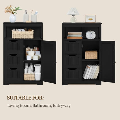 Yaheetech Bathroom Floor Cabinet, Free Standing Wooden Storage Cabinet Multiple - Image 9