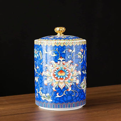 Enamel Ceramic Tea Caddy Tea Canister Tea Storage Container Tins Jar - Image 2