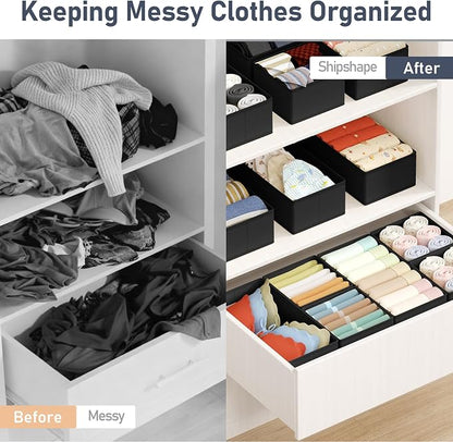 DIMJ Drawer Organizers Clothes, Fabric Closet Organizers and Storage, Shallow - Image 6