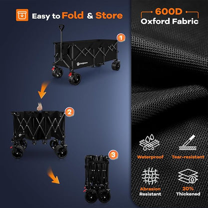 48" L Folding Beach Wagon Cart Foldable, 560lbs Weight Capacity 300L Heavy Duty - Image 9