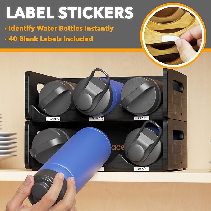 SpaceAid Bamboo Water Bottle Organizer - Image 4