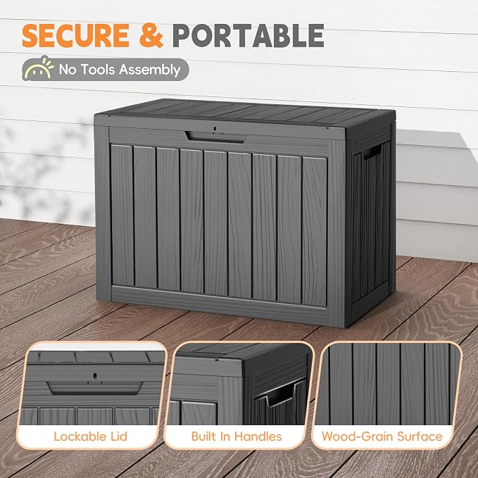 LubanNese Outdoor Storage Box, 50 Gallon Waterproof Resin Deck Box, Storage Bin - Image 6