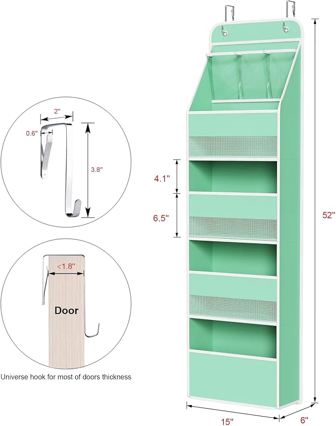 Univivi 5-Shelf Fabric Door Storage Over Door Hanging Organizer - Image 3