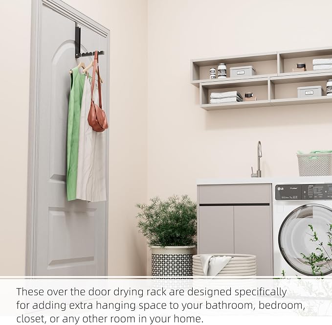 Over The Door Hanger Folding Clothes Drying Rack, Folding Hanging Coat Rack - Image 4
