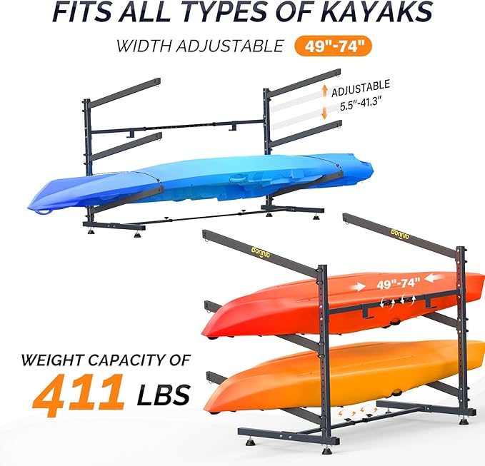 Bonnlo Kayak Storage Rack, Adjustable Heavy Duty Kayak Rack - Image 5