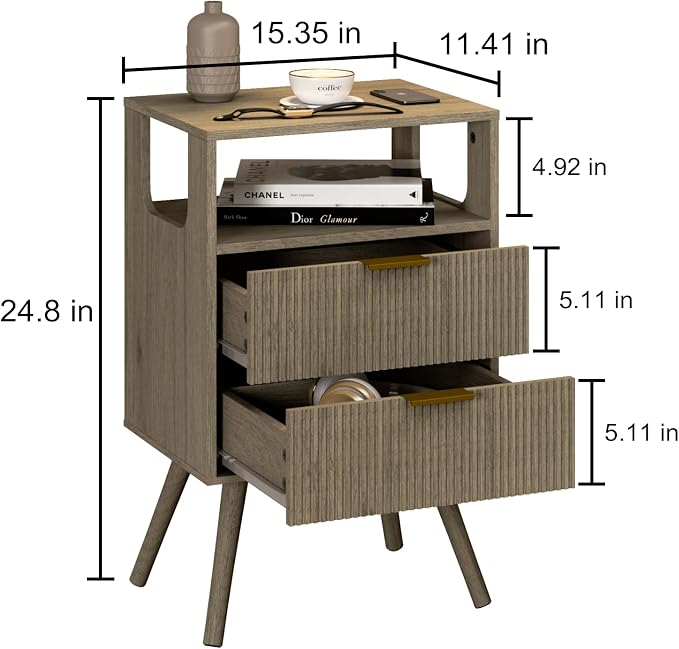 Grey Nightstand, Modern Bedside Table - Image 2