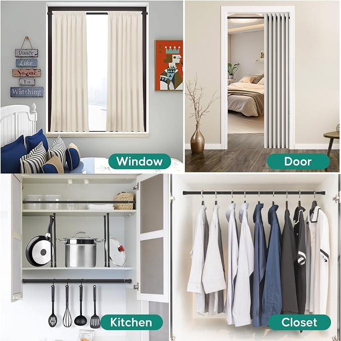 Black Adjustable Shower Curtain Rod 28-39 Inches 1pc, 7/8" Diameter Anti-slip - Image 6