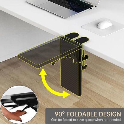 Sisyphy Ergonomics Desk Extender Tray, 11.8x5.9" Punch-Free Clamp on, Foldable - Image 5