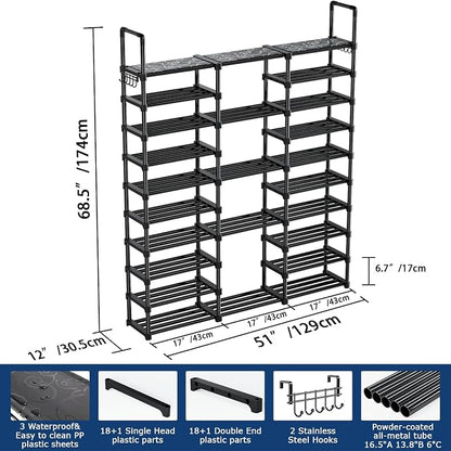 Mavivegue 10 Tiers Shoe Rack Tall Shoe Organizer Shoe Storage 55-65 Pairs - Image 2
