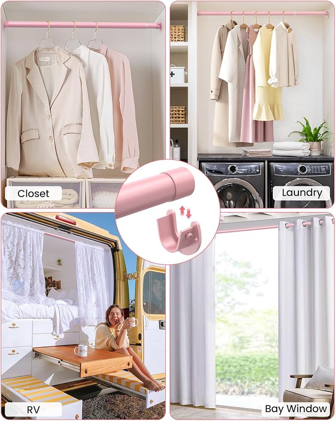 Closet Rods for Hanging Clothes, 17 to 99 Inches Stepless Adjustable Metal - Image 6