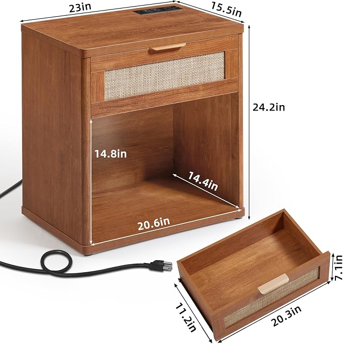 LEYAOYAO Rattan Nightstand - Image 3