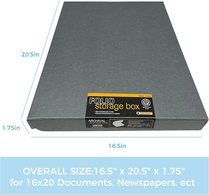 Lineco Clamshell Archival Storage Box, 16.5x20.5x1.75 Inch, Organize and Store - Image 2