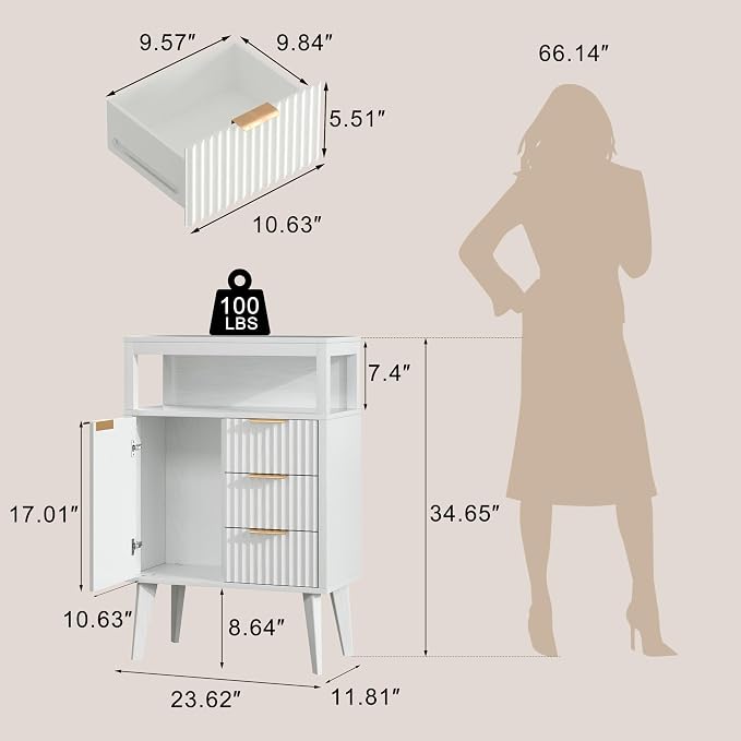 White Bathroom Floor Cabinet - Image 3