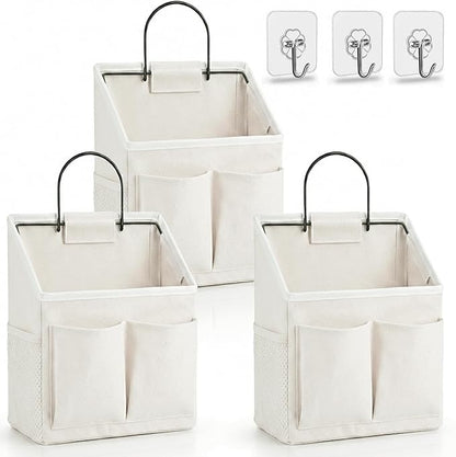 Kanrichu 3pcs Wall Hanging Organizer Bag, Linen Fabric Door Hanging Storage by KANRICHU