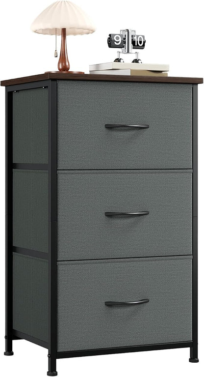 Somdot Small Dresser for Bedroom, 3 Drawer Storage Cabinet, Charcoal Grey | by Somdot
