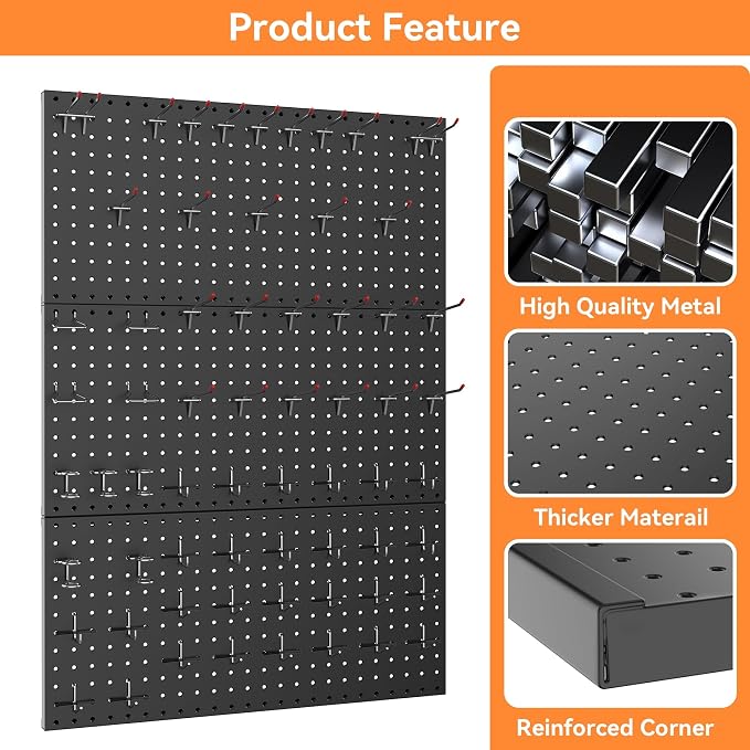 WALMANN Metal Pegboard Panels for Wall Garage Tools Storage Pegboard for Garage - Image 5
