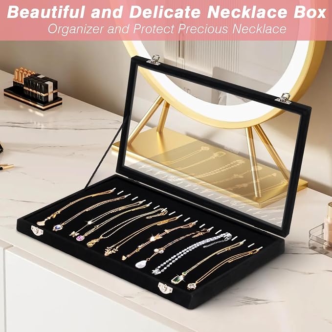 Cirhy Necklace Organizer Box, Anti-Tarnish Jewelry Box & Dustproof Necklace Case - Image 8