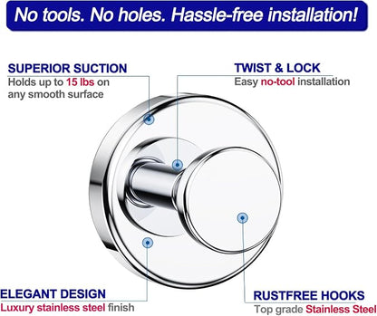 Bntuk Suction Cup Hooks for Shower, Removable Towel Hooks for Bathroom Window - Image 7