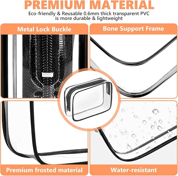 AURUZA Clear Makeup Bag, Portable Travel Toiletry Bags - Image 4