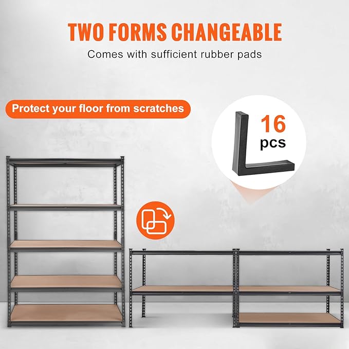 VEVOR Storage Shelving Unit, 5-Tier Adjustable, 2000 lbs Capacity, Heavy Duty - Image 6