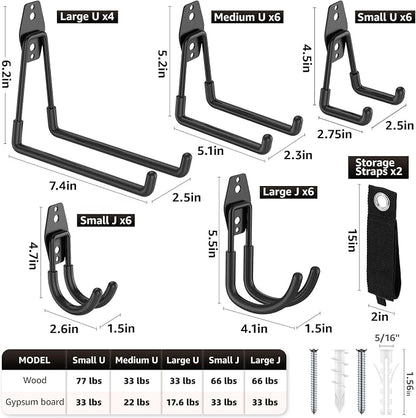 30 Pack Utility Steel Heavy Duty Wall Mount Garage Hooks, - Image 2