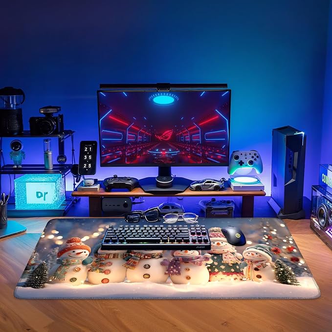 Six Snowmen Gaming Mouse Pad 35.4"x15.7"Desk Mat Anti-Slip Rubber Base & - Image 9
