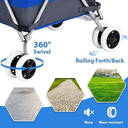 Folding Shopping Cart for Groceries, Water-Resistant Heavy-Duty Canvas Trolley - Image 4