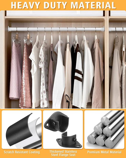 Closet Rod, 17 to 76 Inch Heavy Duty Adjustable Metal Clothing Rack - Image 5