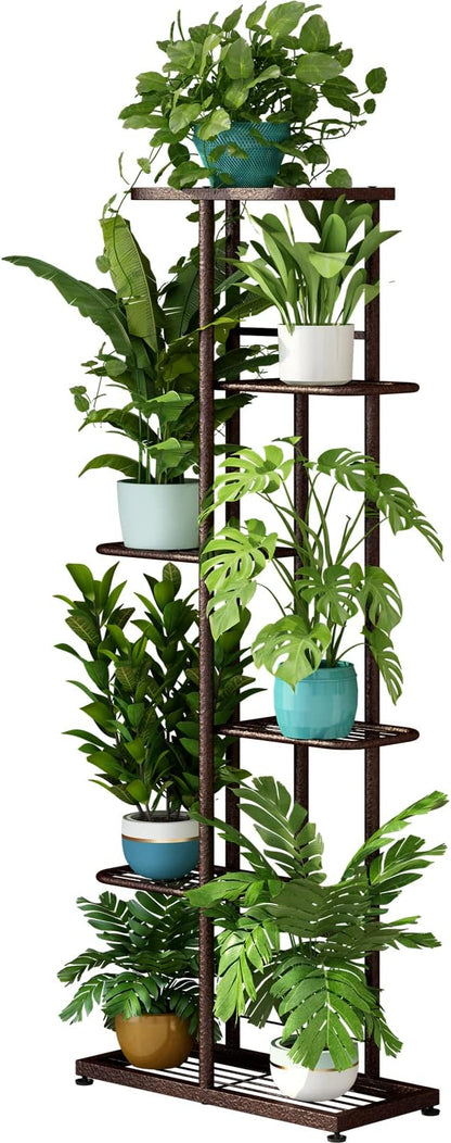 LINZINAR Plant Stand Metal 6 Tier 7 Potted Multiple Flower Pot Holder Shelf by LINZINAR