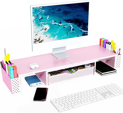 Spacrea Metal Desk Organizers and Accessories, Dual Monitor Stand Riser - Image 2