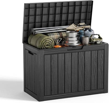 EasyUp 55 Gallon Deck Storage Boxes Outdoor Waterproof, Resin Small Lockable by EASYUP