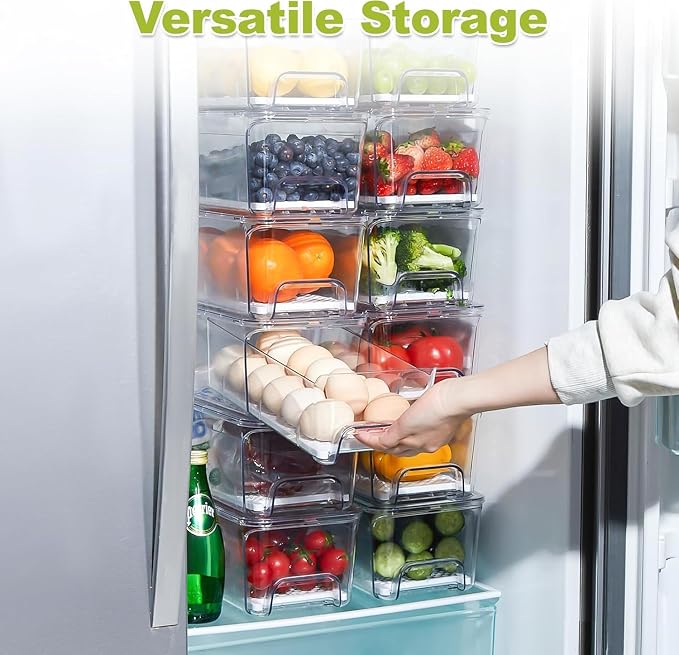 Pull Out Fridge Organizer Drawer, Stackable Refrigerator Storage Bins - Image 7