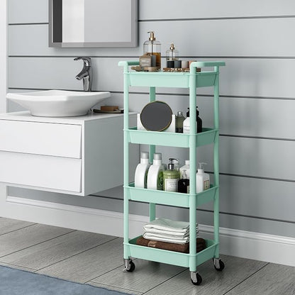 STEEHOOM Utility cart with Tabletop 4 Tier Rolling Cart Organizer with Wheels - Image 5