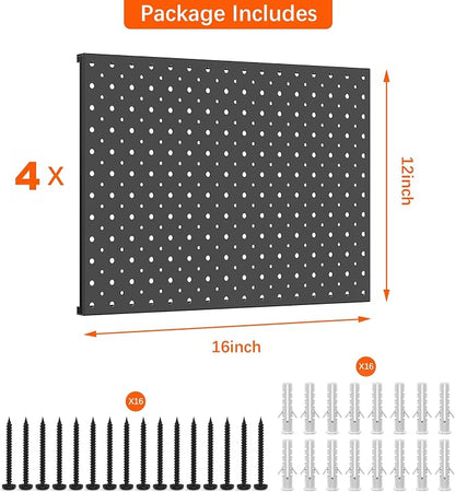 TORACK 4 PCS 12"x16" Metal Pegboard Panels - Image 4