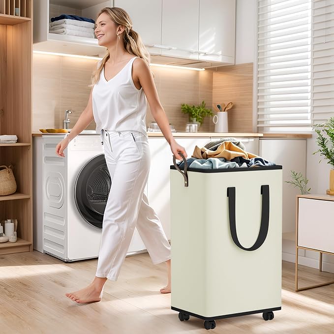 SpaceTrove Laundry Basket with Wheels, Collapsible Laundry Baskets, Laundry - Image 6