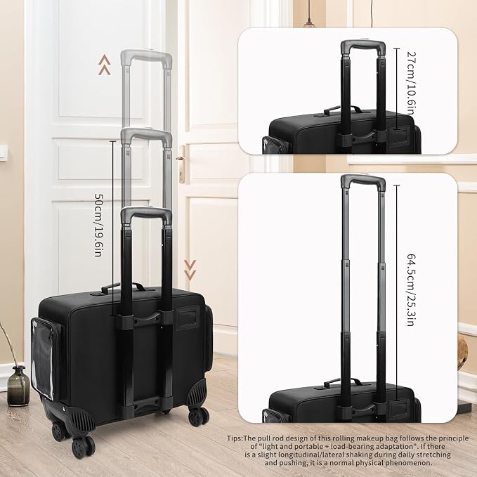 Rolling Makeup Train Case with Large Makeup Case，Professional Makeup Artist - Image 4